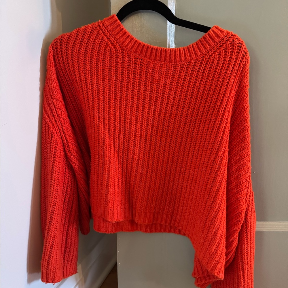 Cozy Cropped Orange Knit Sweater